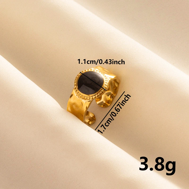 Balck Enamel Gold Plated Heart Fire Evil Eye Stainless Steel Ring Vintage Finger Jewelry Sun Moon Star Rings For Women Men Bague