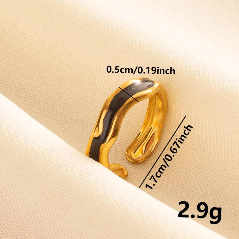 Balck Enamel Gold Plated Heart Fire Evil Eye Stainless Steel Ring Vintage Finger Jewelry Sun Moon Star Rings For Women Men Bague