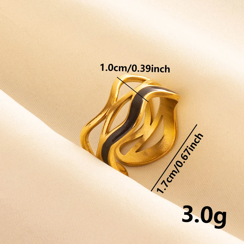 Balck Enamel Gold Plated Heart Fire Evil Eye Stainless Steel Ring Vintage Finger Jewelry Sun Moon Star Rings For Women Men Bague