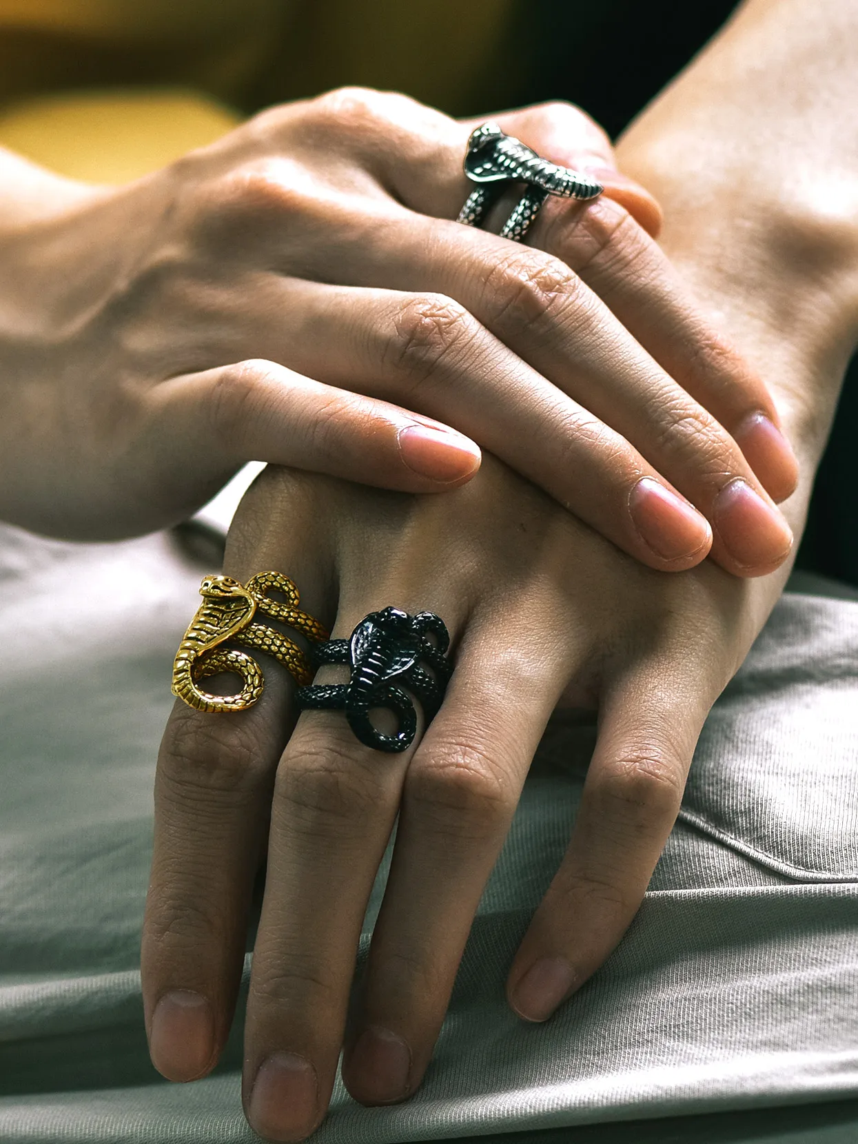 U7 Snake Rings for Man Woman 316L Stainless Steel Medusa Ouroboros Serpent Snake Bones Size 7-14 Gothic Ring Jewelry Gift Choice