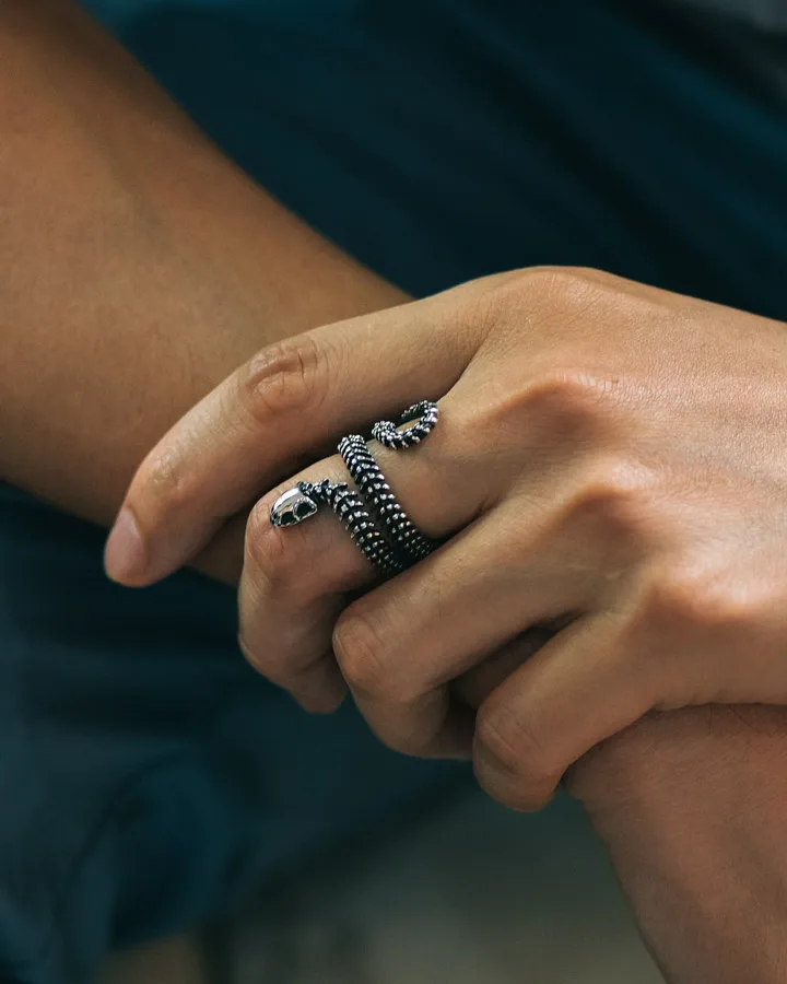 U7 Snake Rings for Man Woman 316L Stainless Steel Medusa Ouroboros Serpent Snake Bones Size 7-14 Gothic Ring Jewelry Gift Choice