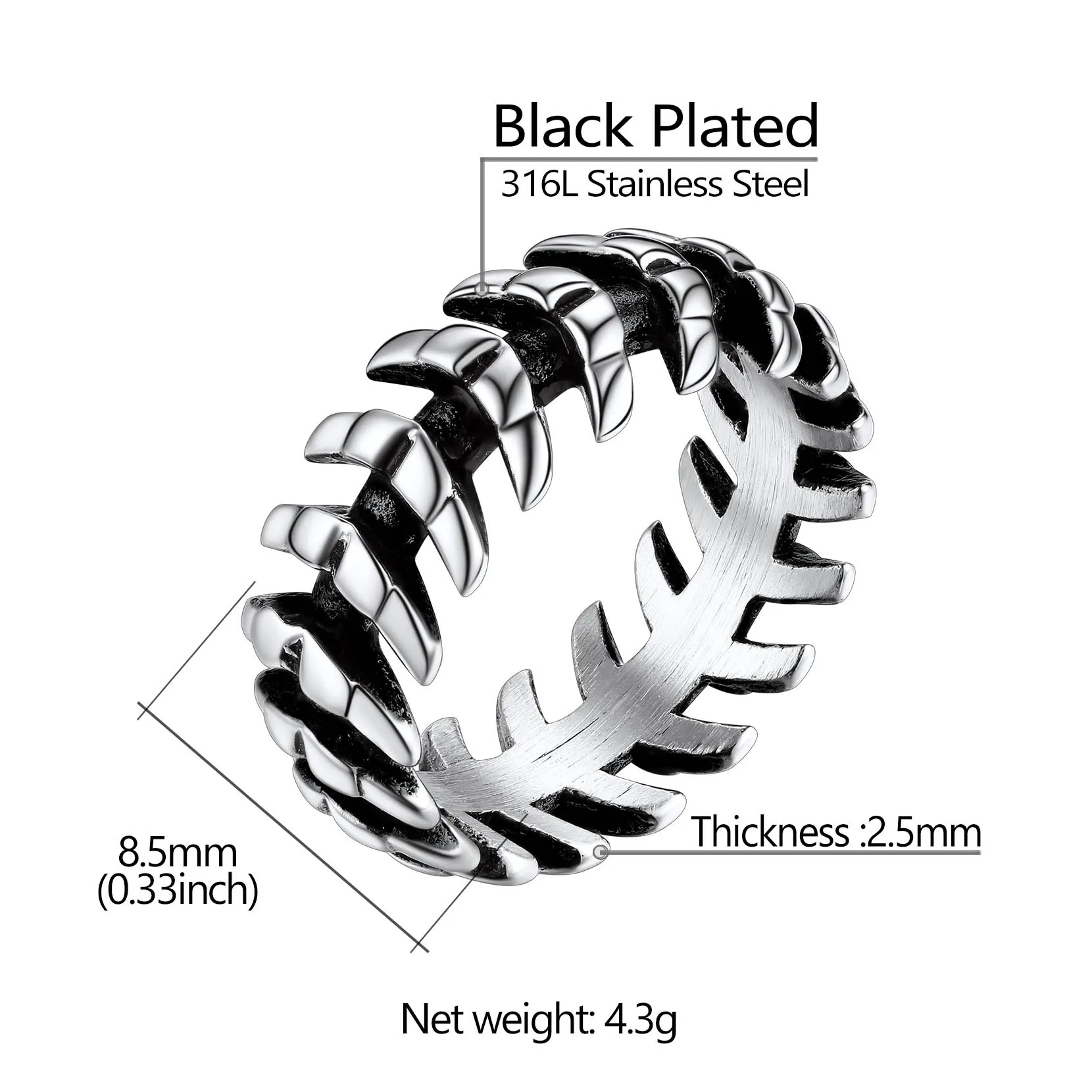 U7 Snake Rings for Man Woman 316L Stainless Steel Medusa Ouroboros Serpent Snake Bones Size 7-14 Gothic Ring Jewelry Gift Choice