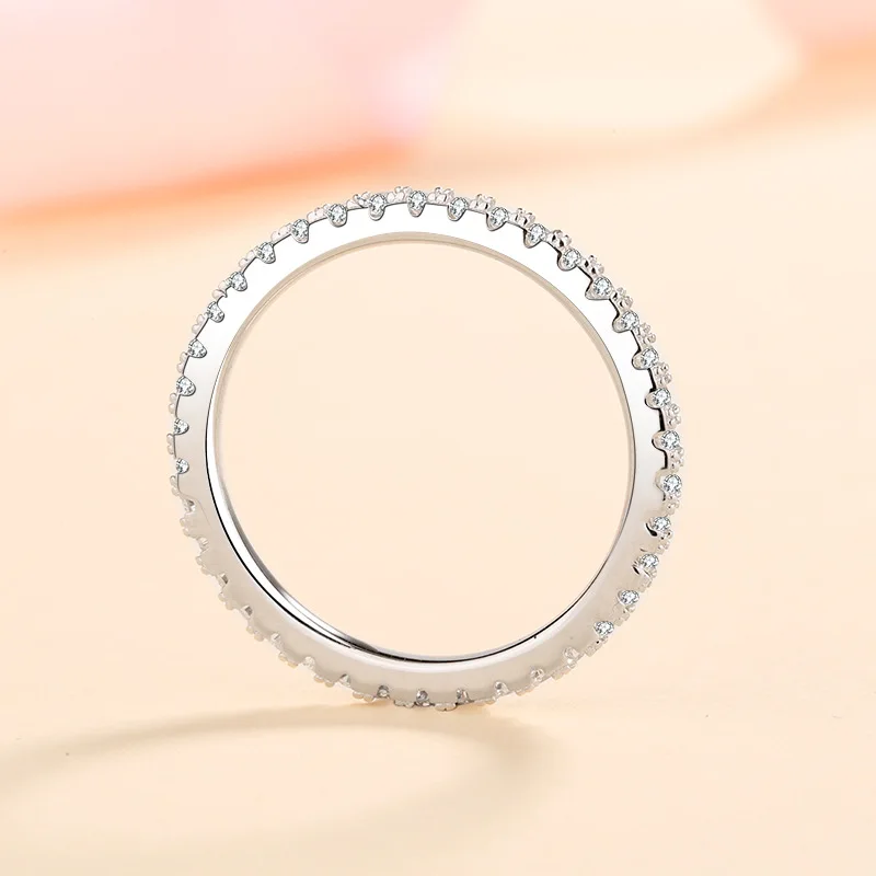 925 Sterling Silver Full 1.5mm Moissanite Ring Classics for Women Wedding Jewelry Engagement Imitation Diamond Fashion Gifts