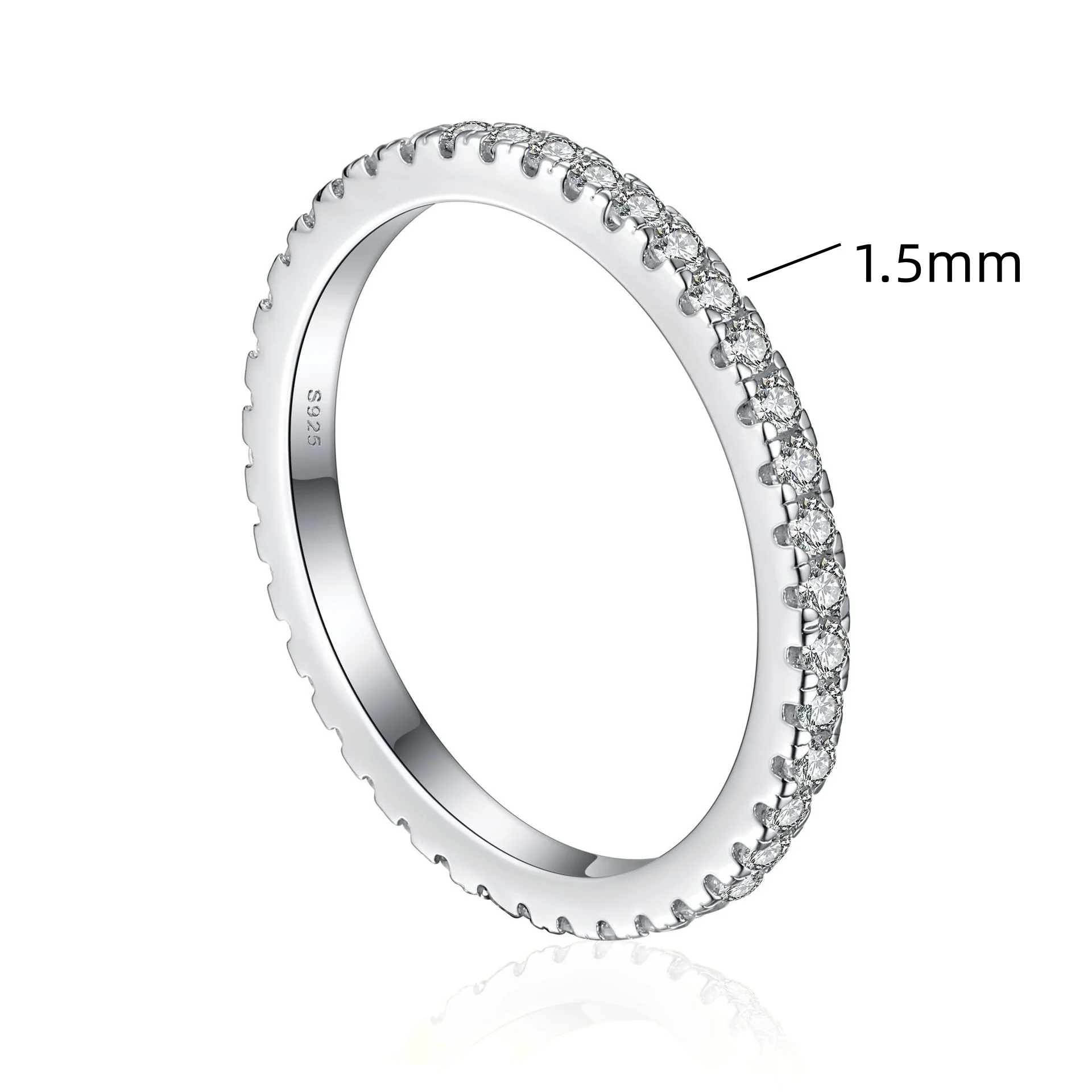 925 Sterling Silver Full 1.5mm Moissanite Ring Classics for Women Wedding Jewelry Engagement Imitation Diamond Fashion Gifts