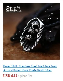 BEIER 316L stainless steel Simple men and women skull rings Fashion Inlaid Red/Blue/Black/white Stone jewelry BR8-907