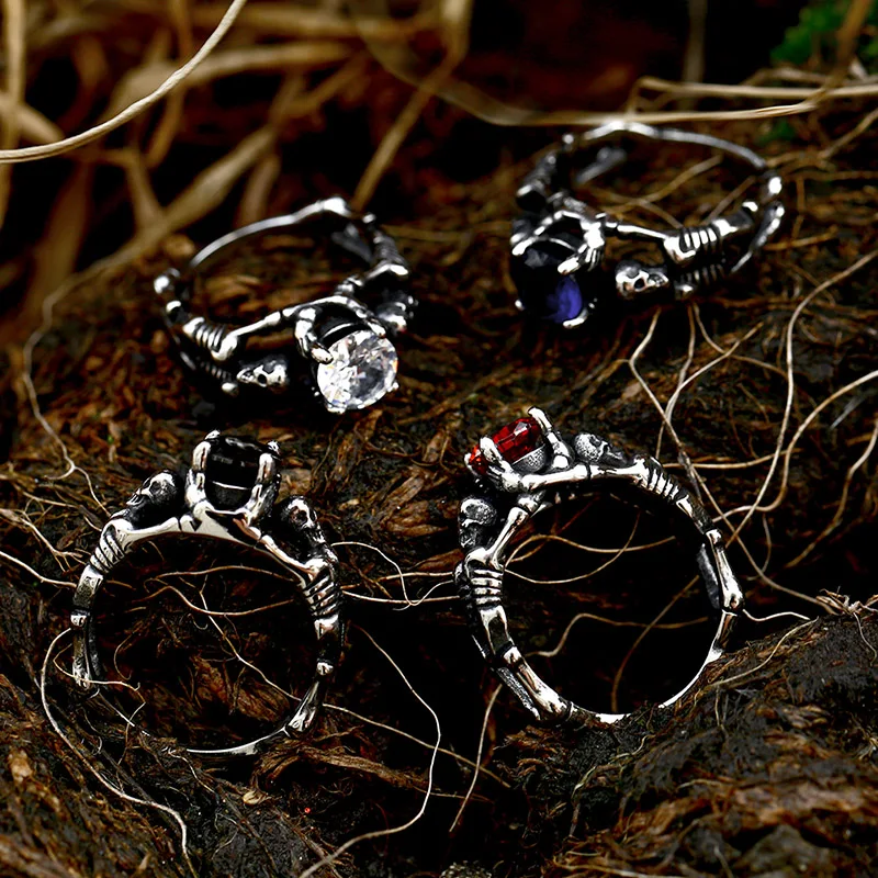 BEIER 316L stainless steel Simple men and women skull rings Fashion Inlaid Red/Blue/Black/white Stone jewelry BR8-907 BEIER 316L stainless steel Simple men and women skull rings Fashion Inlaid Red/Blue/Black/white Stone jewelry BR8-907