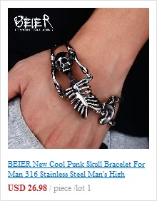BEIER 316L stainless steel Simple men and women skull rings Fashion Inlaid Red/Blue/Black/white Stone jewelry BR8-907