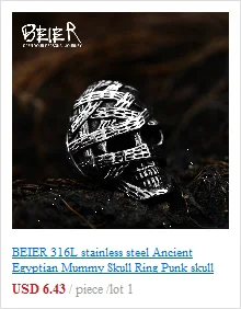 BEIER 316L stainless steel Simple men and women skull rings Fashion Inlaid Red/Blue/Black/white Stone jewelry BR8-907