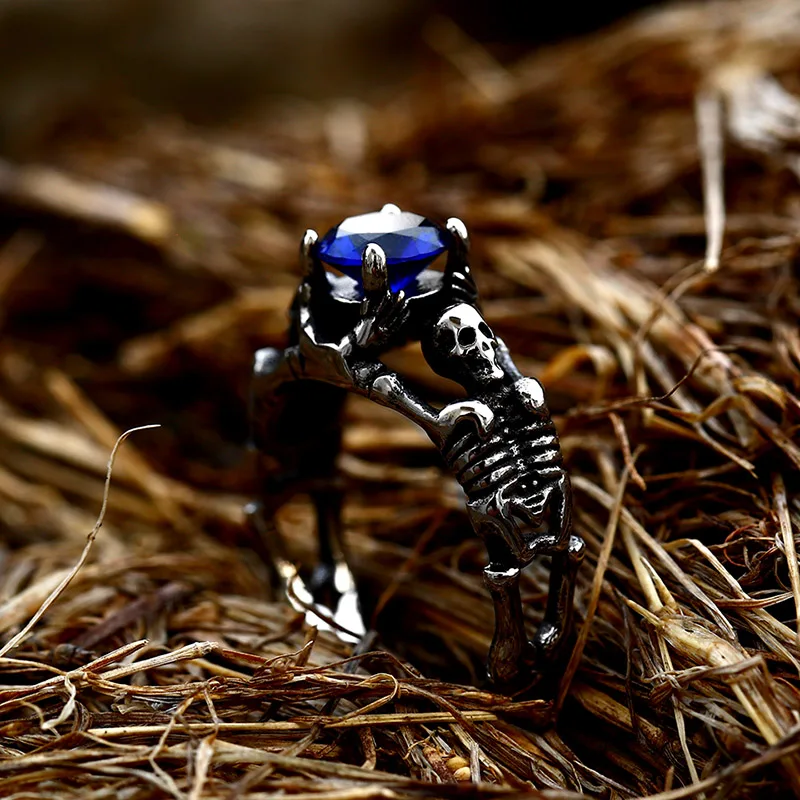 BEIER 316L stainless steel Simple men and women skull rings Fashion Inlaid Red/Blue/Black/white Stone jewelry BR8-907 BEIER 316L stainless steel Simple men and women skull rings Fashion Inlaid Red/Blue/Black/white Stone jewelry BR8-907