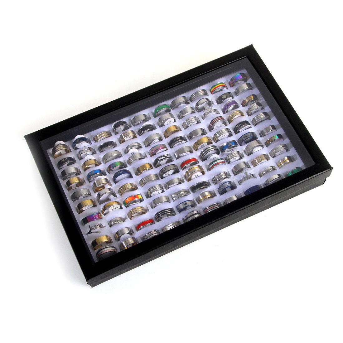 100pcs Mixed Rings Wholesale Lot Bulk Finger Band Rings for Men Women Birthday Jewelry Gift with Box 100pcs Mixed Rings Wholesale Lot Bulk Finger Band Rings for Men Women Birthday Jewelry Gift with Box