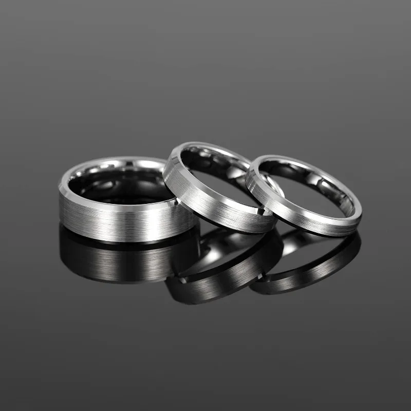 Tigrade 4/6/8mm Tungsten Carbide Engagement Ring Brushed Grey Silver Color Wedding Band For Men Women Couple Rings Comfort