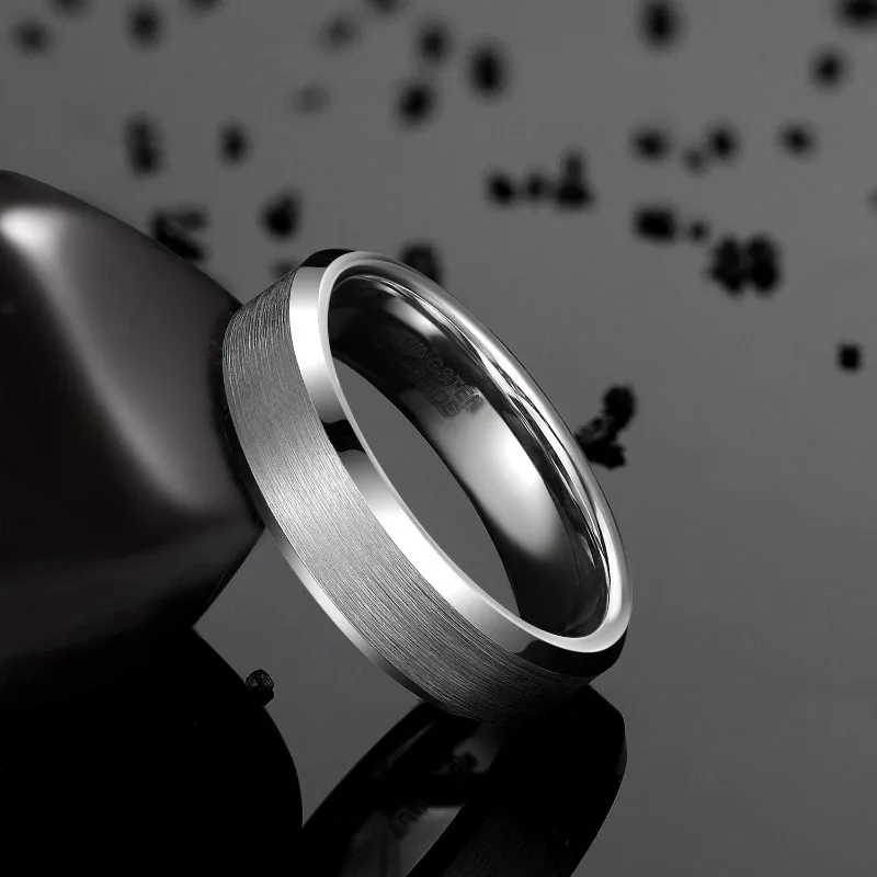 Tigrade 4/6/8mm Tungsten Carbide Engagement Ring Brushed Grey Silver Color Wedding Band For Men Women Couple Rings Comfort