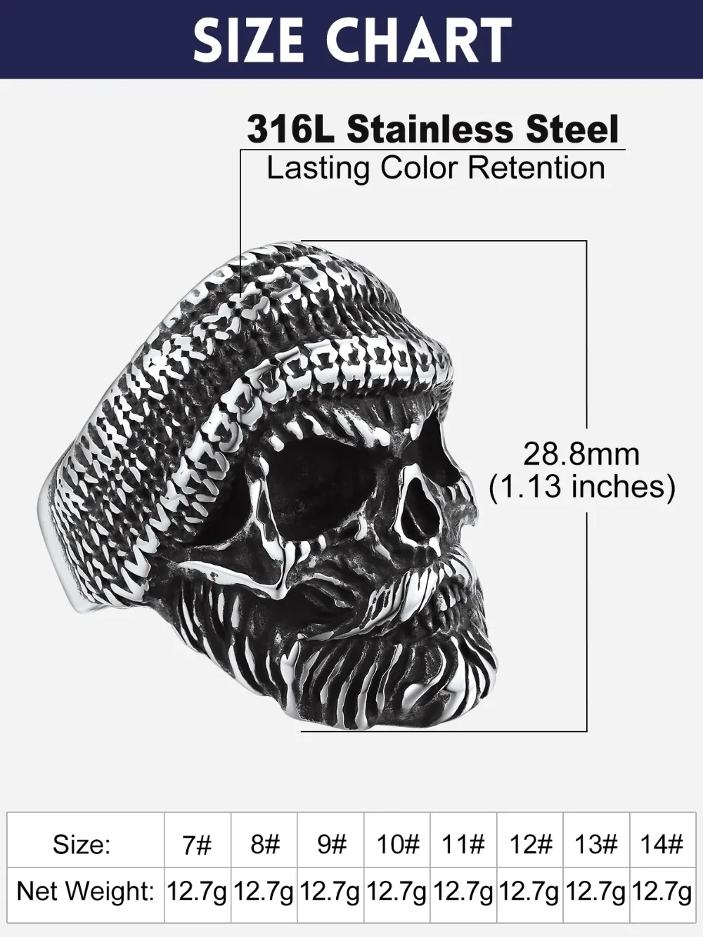U7 Stainless Steel Big Skull Rings for Man Woman Size 7-14 Cross 3D Skeleton Cuban Chain Celtic Knot Pattern Gothic Punk Jewelry U7 Stainless Steel Big Skull Rings for Man Woman Size 7-14 Cross 3D Skeleton Cuban Chain Celtic Knot Pattern Gothic Punk Jewelry