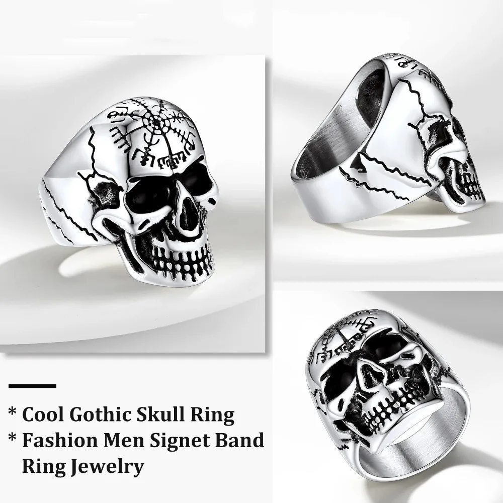 U7 Stainless Steel Big Skull Rings for Man Woman Size 7-14 Cross 3D Skeleton Cuban Chain Celtic Knot Pattern Gothic Punk Jewelry U7 Stainless Steel Big Skull Rings for Man Woman Size 7-14 Cross 3D Skeleton Cuban Chain Celtic Knot Pattern Gothic Punk Jewelry