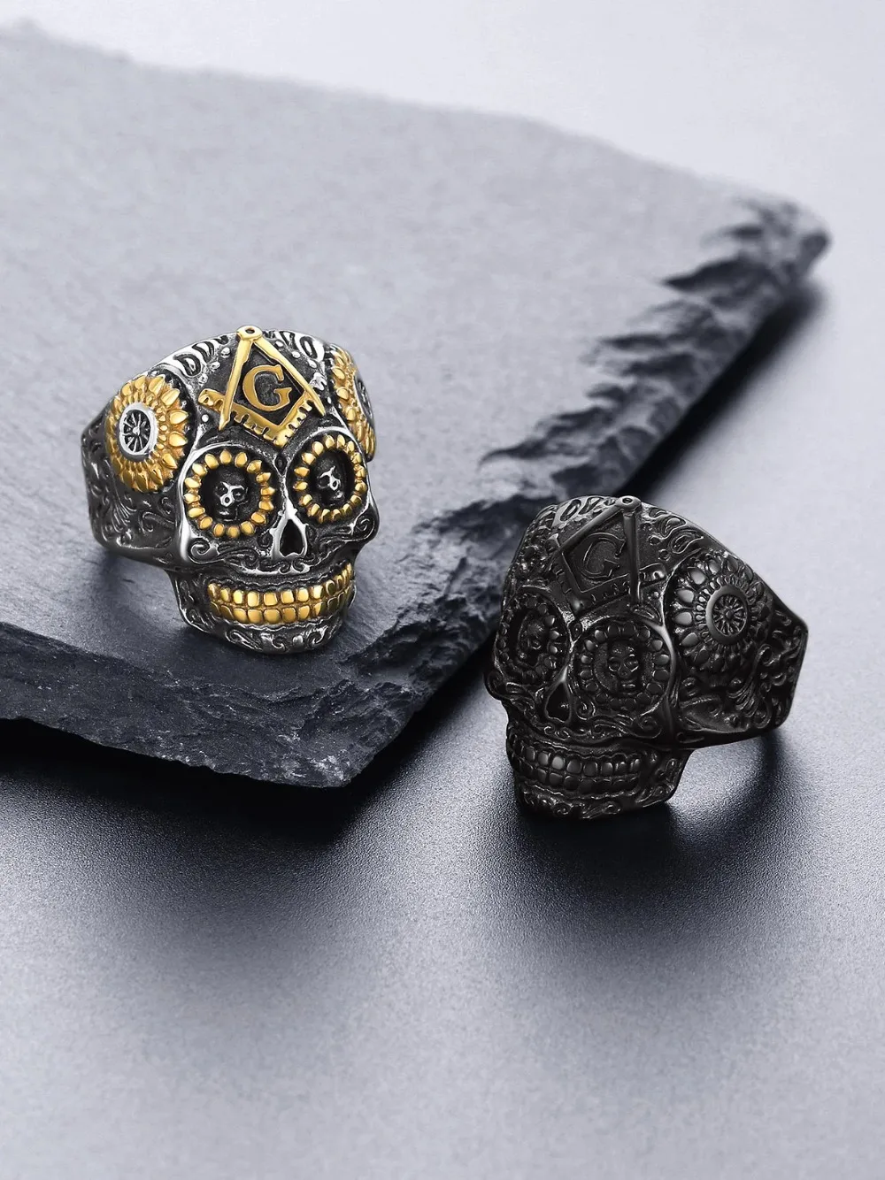 U7 Stainless Steel Big Skull Rings for Man Woman Size 7-14 Cross 3D Skeleton Cuban Chain Celtic Knot Pattern Gothic Punk Jewelry U7 Stainless Steel Big Skull Rings for Man Woman Size 7-14 Cross 3D Skeleton Cuban Chain Celtic Knot Pattern Gothic Punk Jewelry