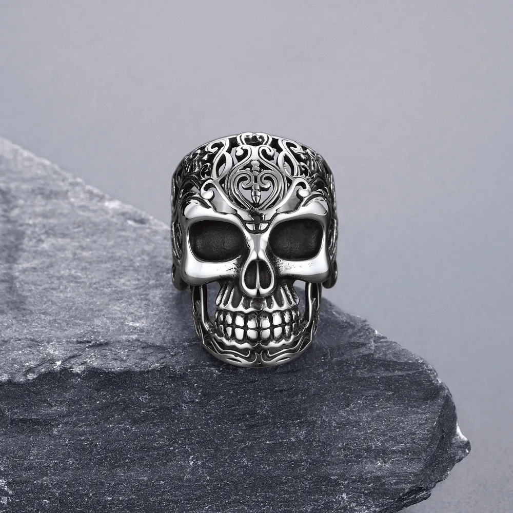 U7 Stainless Steel Big Skull Rings for Man Woman Size 7-14 Cross 3D Skeleton Cuban Chain Celtic Knot Pattern Gothic Punk Jewelry U7 Stainless Steel Big Skull Rings for Man Woman Size 7-14 Cross 3D Skeleton Cuban Chain Celtic Knot Pattern Gothic Punk Jewelry