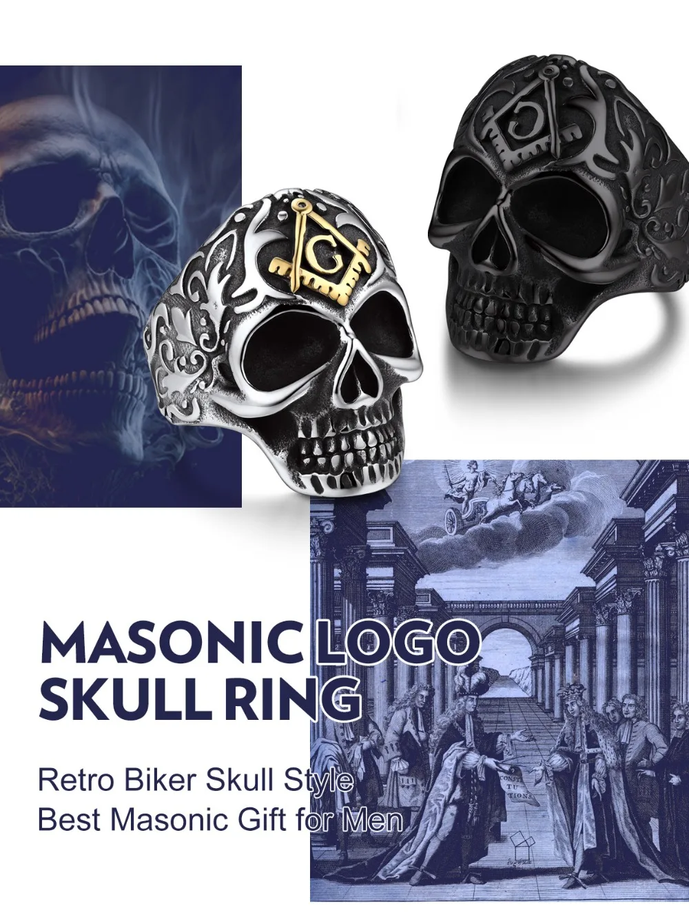 U7 Stainless Steel Big Skull Rings for Man Woman Size 7-14 Cross 3D Skeleton Cuban Chain Celtic Knot Pattern Gothic Punk Jewelry U7 Stainless Steel Big Skull Rings for Man Woman Size 7-14 Cross 3D Skeleton Cuban Chain Celtic Knot Pattern Gothic Punk Jewelry