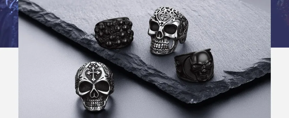 U7 Stainless Steel Big Skull Rings for Man Woman Size 7-14 Cross 3D Skeleton Cuban Chain Celtic Knot Pattern Gothic Punk Jewelry U7 Stainless Steel Big Skull Rings for Man Woman Size 7-14 Cross 3D Skeleton Cuban Chain Celtic Knot Pattern Gothic Punk Jewelry