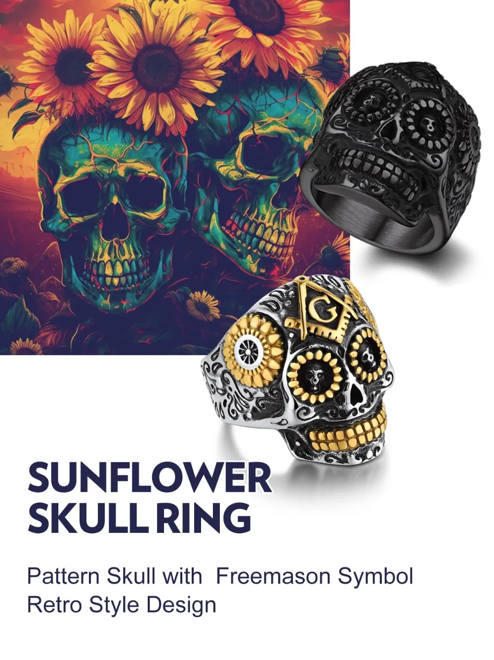 U7 Stainless Steel Big Skull Rings for Man Woman Size 7-14 Cross 3D Skeleton Cuban Chain Celtic Knot Pattern Gothic Punk Jewelry U7 Stainless Steel Big Skull Rings for Man Woman Size 7-14 Cross 3D Skeleton Cuban Chain Celtic Knot Pattern Gothic Punk Jewelry