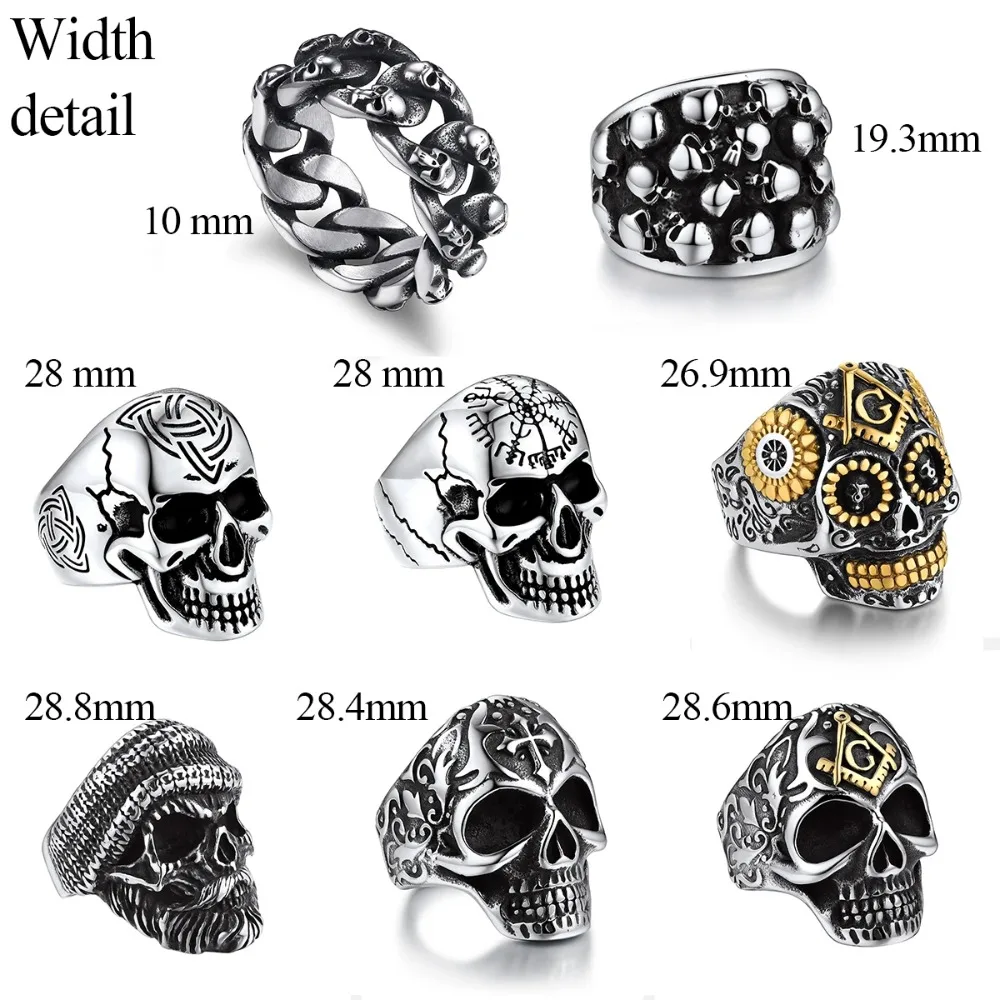 U7 Stainless Steel Big Skull Rings for Man Woman Size 7-14 Cross 3D Skeleton Cuban Chain Celtic Knot Pattern Gothic Punk Jewelry U7 Stainless Steel Big Skull Rings for Man Woman Size 7-14 Cross 3D Skeleton Cuban Chain Celtic Knot Pattern Gothic Punk Jewelry