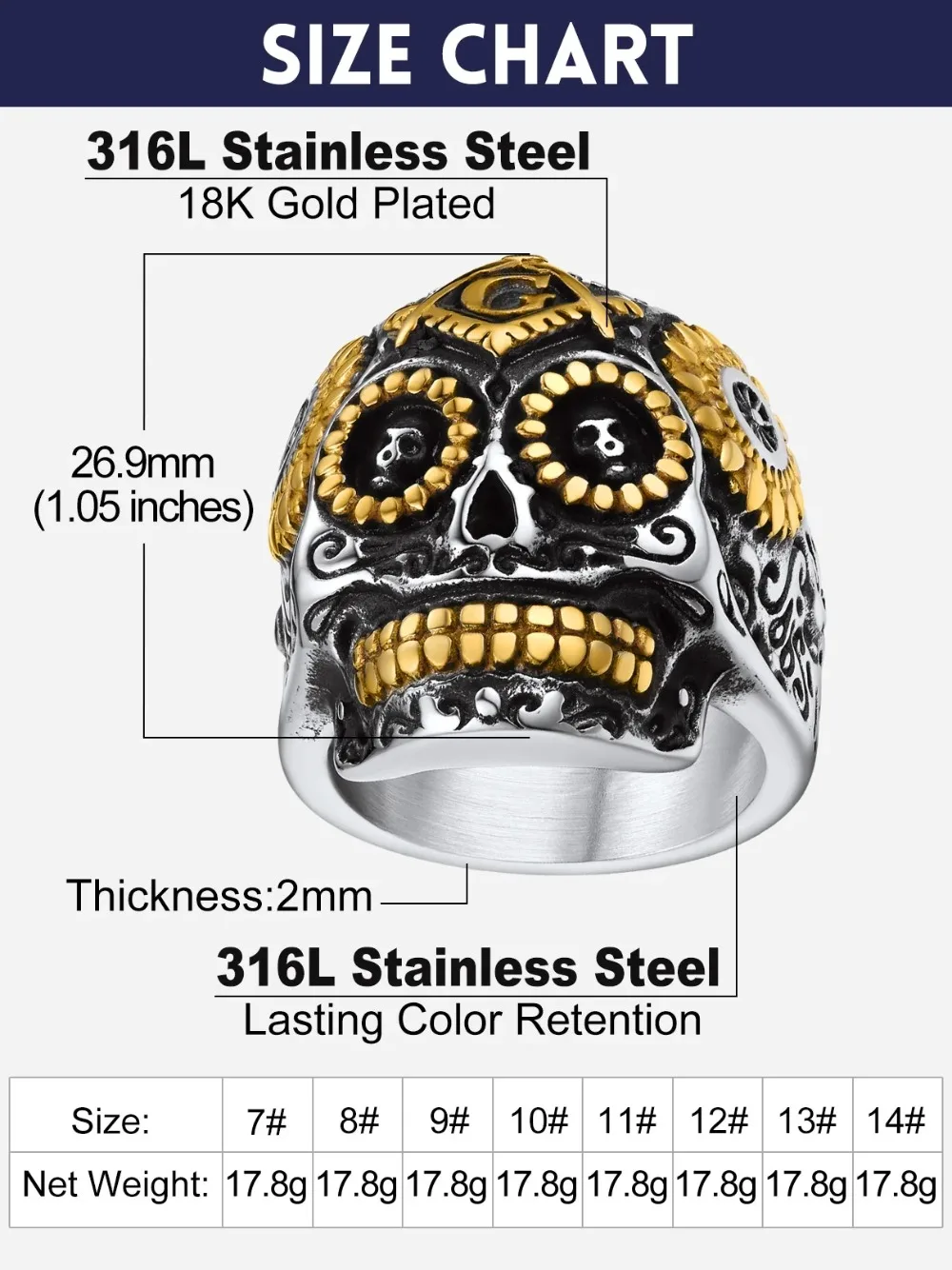 U7 Stainless Steel Big Skull Rings for Man Woman Size 7-14 Cross 3D Skeleton Cuban Chain Celtic Knot Pattern Gothic Punk Jewelry U7 Stainless Steel Big Skull Rings for Man Woman Size 7-14 Cross 3D Skeleton Cuban Chain Celtic Knot Pattern Gothic Punk Jewelry