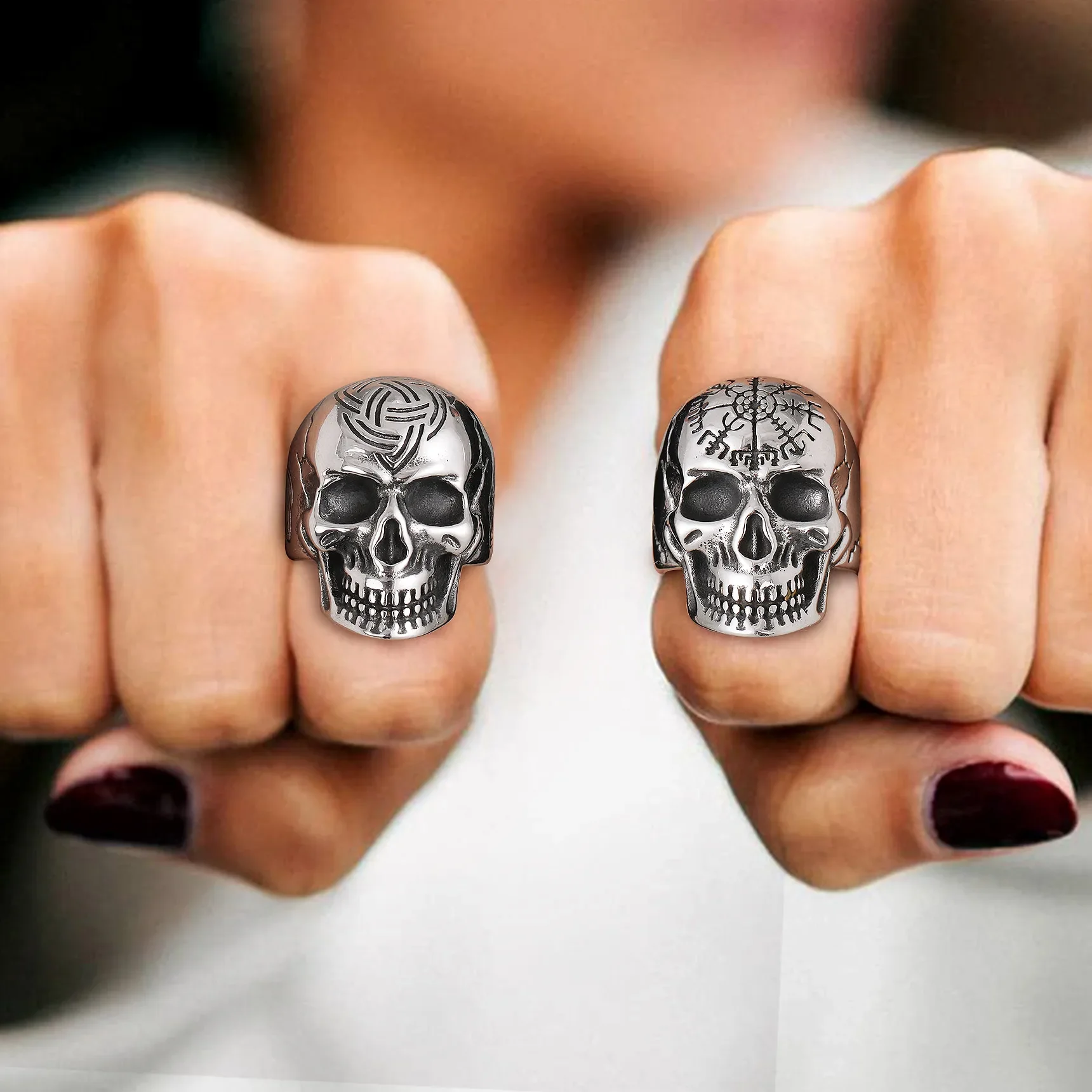 U7 Stainless Steel Big Skull Rings for Man Woman Size 7-14 Cross 3D Skeleton Cuban Chain Celtic Knot Pattern Gothic Punk Jewelry U7 Stainless Steel Big Skull Rings for Man Woman Size 7-14 Cross 3D Skeleton Cuban Chain Celtic Knot Pattern Gothic Punk Jewelry