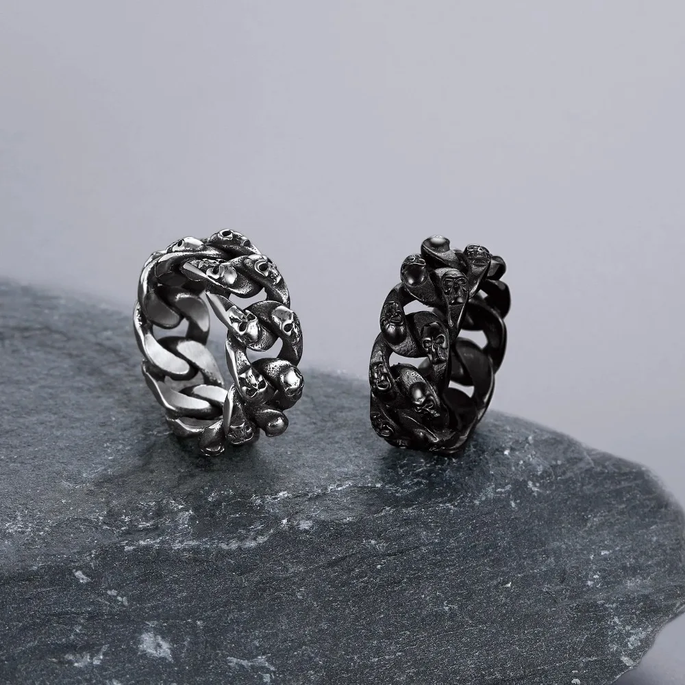 U7 Stainless Steel Big Skull Rings for Man Woman Size 7-14 Cross 3D Skeleton Cuban Chain Celtic Knot Pattern Gothic Punk Jewelry U7 Stainless Steel Big Skull Rings for Man Woman Size 7-14 Cross 3D Skeleton Cuban Chain Celtic Knot Pattern Gothic Punk Jewelry