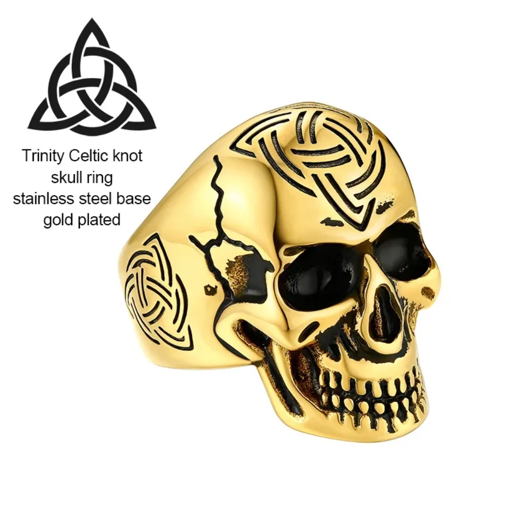 U7 Stainless Steel Big Skull Rings for Man Woman Size 7-14 Cross 3D Skeleton Cuban Chain Celtic Knot Pattern Gothic Punk Jewelry U7 Stainless Steel Big Skull Rings for Man Woman Size 7-14 Cross 3D Skeleton Cuban Chain Celtic Knot Pattern Gothic Punk Jewelry
