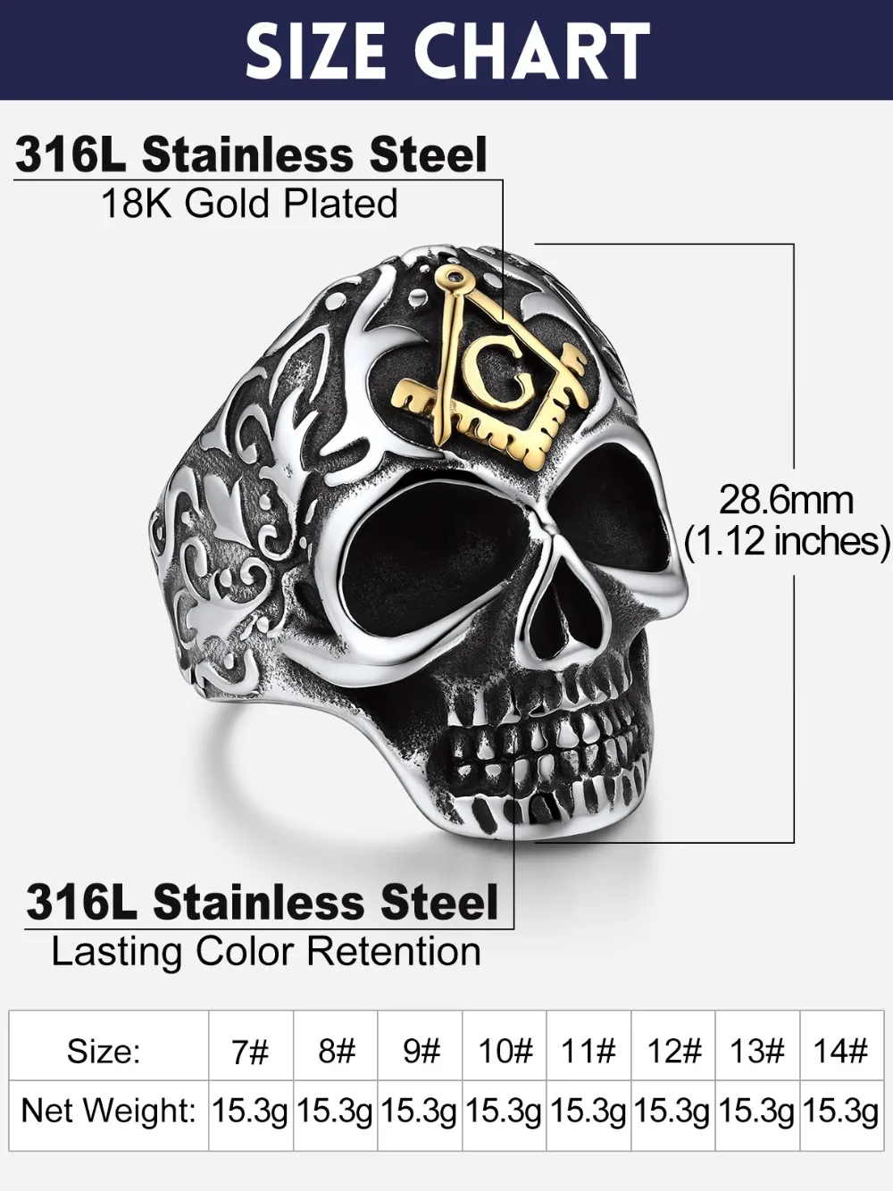 U7 Stainless Steel Big Skull Rings for Man Woman Size 7-14 Cross 3D Skeleton Cuban Chain Celtic Knot Pattern Gothic Punk Jewelry U7 Stainless Steel Big Skull Rings for Man Woman Size 7-14 Cross 3D Skeleton Cuban Chain Celtic Knot Pattern Gothic Punk Jewelry
