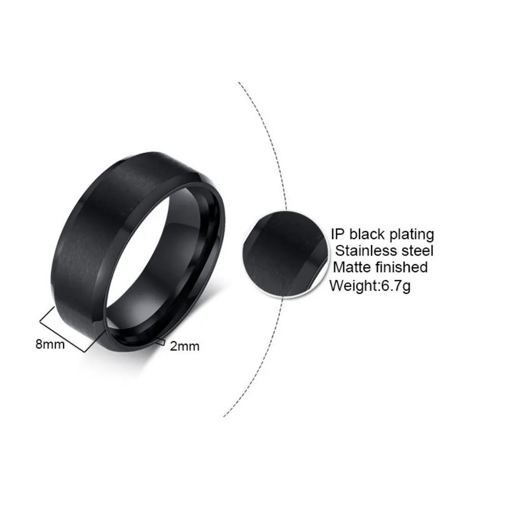 Fashion Charm Jewelry Ring for Men Women Stainless Steel Black Rings Wedding Engagement High Quality Matte Male Accessory Fashion Charm Jewelry Ring for Men Women Stainless Steel Black Rings Wedding Engagement High Quality Matte Male Accessory