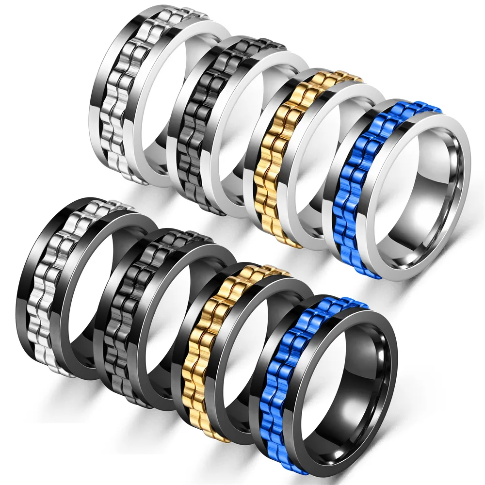 hip hop stainless steel Rotatable gear fidget rings for men anti stress and anxiety relief spinning ring anillo antiestres hip hop stainless steel Rotatable gear fidget rings for men anti stress and anxiety relief spinning ring anillo antiestres