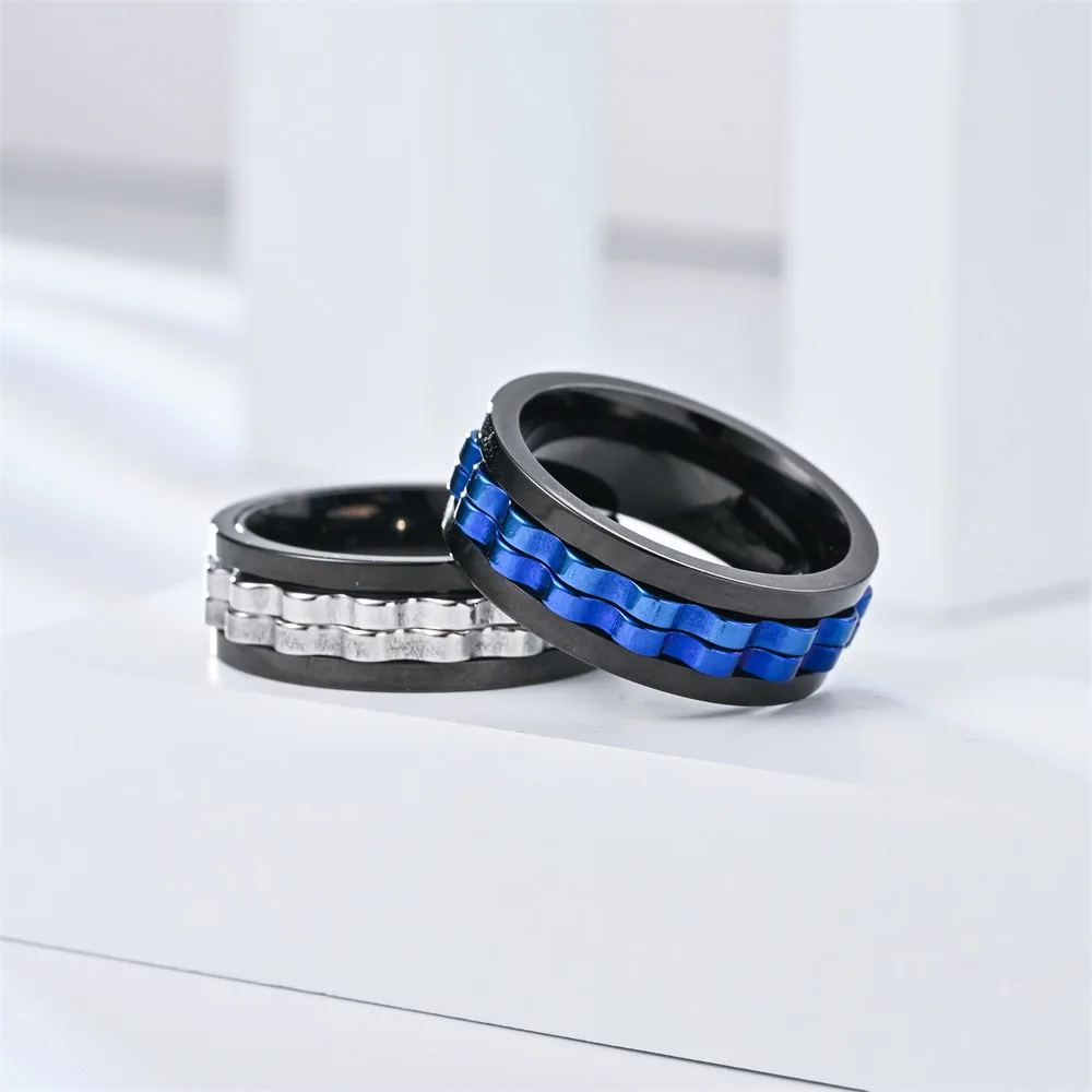 hip hop stainless steel Rotatable gear fidget rings for men anti stress and anxiety relief spinning ring anillo antiestres hip hop stainless steel Rotatable gear fidget rings for men anti stress and anxiety relief spinning ring anillo antiestres
