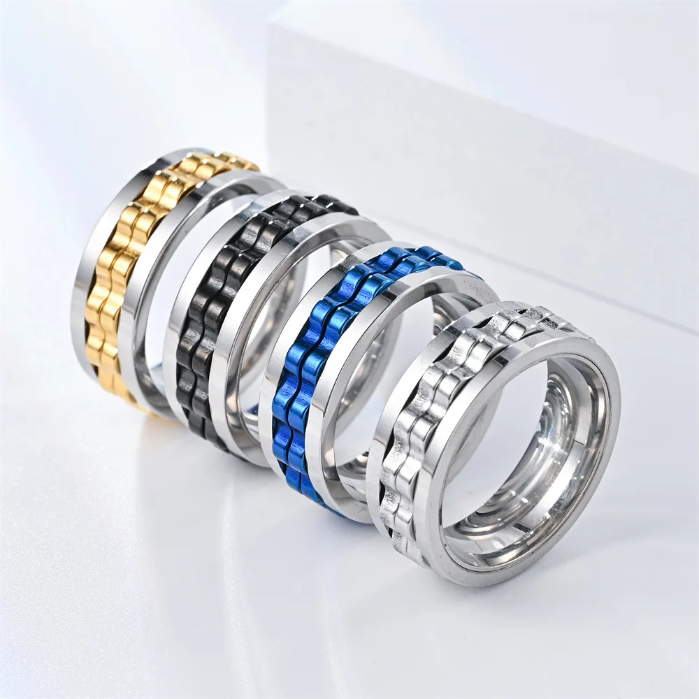 hip hop stainless steel Rotatable gear fidget rings for men anti stress and anxiety relief spinning ring anillo antiestres hip hop stainless steel Rotatable gear fidget rings for men anti stress and anxiety relief spinning ring anillo antiestres