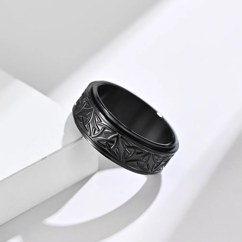 Viking Celtic Knot Rune Rings For Men Rotating Stainless Steel Anti Stress Anxiety Relife Spinning Ring Anillo Antiestres Viking Celtic Knot Rune Rings For Men Rotating Stainless Steel Anti Stress Anxiety Relife Spinning Ring Anillo Antiestres
