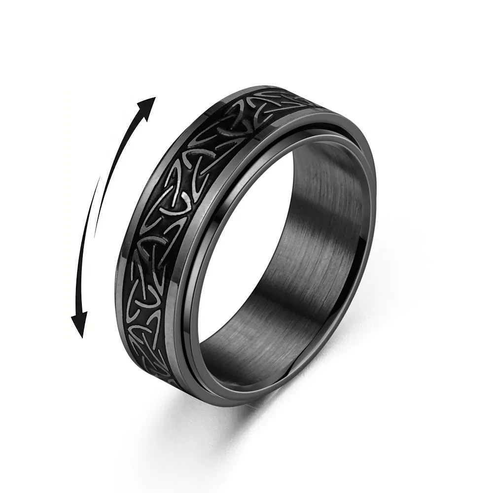 Viking Celtic Knot Rune Rings For Men Rotating Stainless Steel Anti Stress Anxiety Relife Spinning Ring Anillo Antiestres Viking Celtic Knot Rune Rings For Men Rotating Stainless Steel Anti Stress Anxiety Relife Spinning Ring Anillo Antiestres