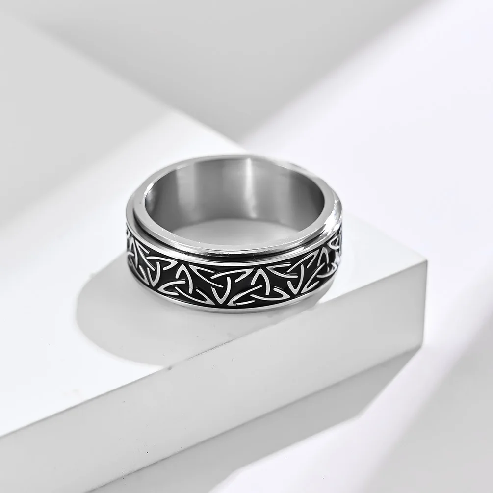 Viking Celtic Knot Rune Rings For Men Rotating Stainless Steel Anti Stress Anxiety Relife Spinning Ring Anillo Antiestres Viking Celtic Knot Rune Rings For Men Rotating Stainless Steel Anti Stress Anxiety Relife Spinning Ring Anillo Antiestres