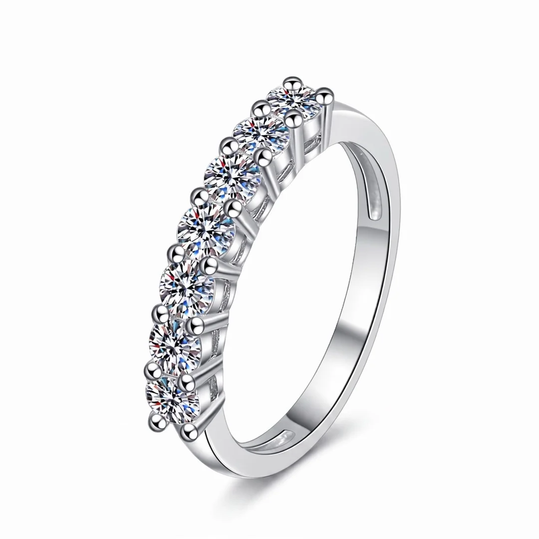 0.7CT 3mm Gemstone Moissanite Rings Classics for Women 925 Sterling Silver Wedding Diamonds Band Stackable Ring White Gold Gift