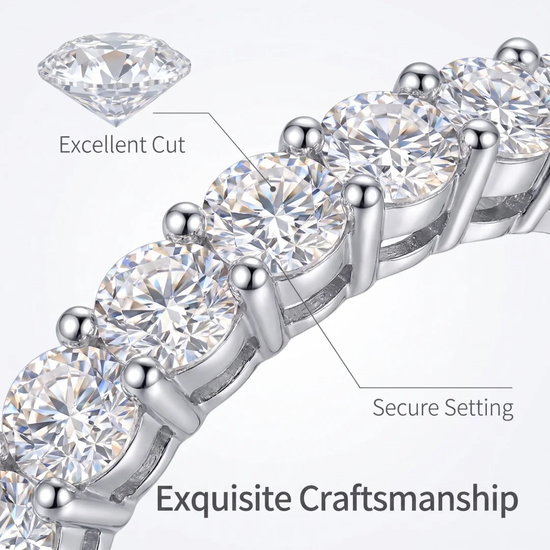 0.7CT 3mm Gemstone Moissanite Rings Classics for Women 925 Sterling Silver Wedding Diamonds Band Stackable Ring White Gold Gift