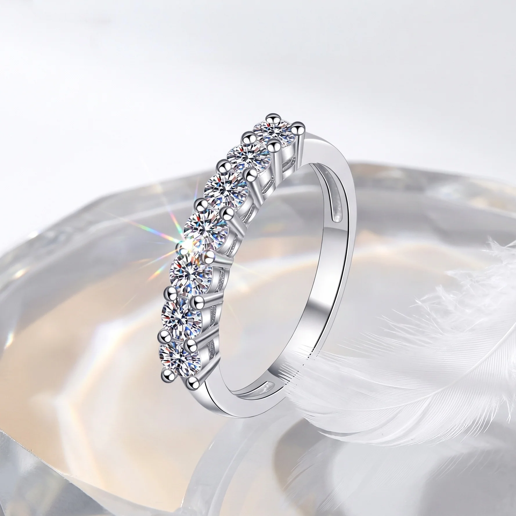 0.7CT 3mm Gemstone Moissanite Rings Classics for Women 925 Sterling Silver Wedding Diamonds Band Stackable Ring White Gold Gift