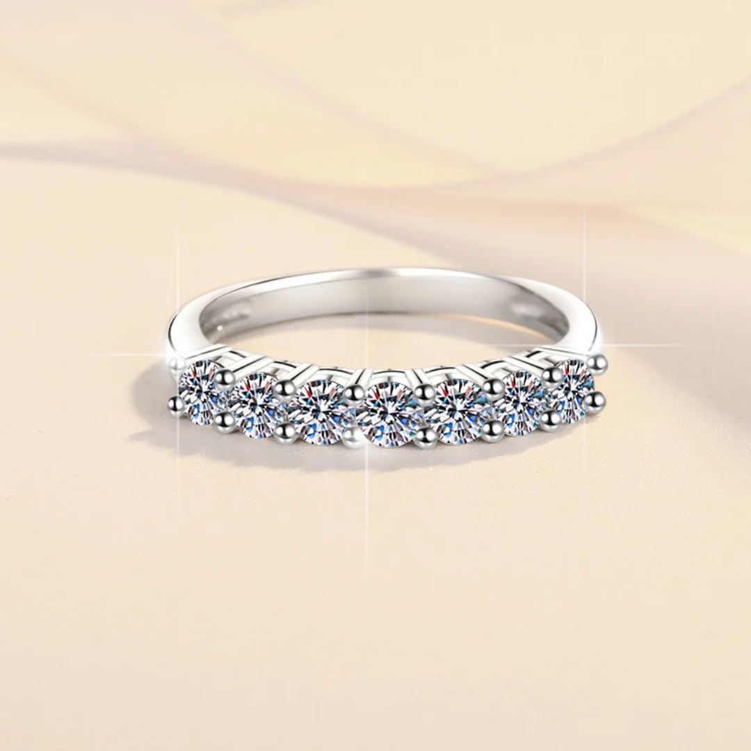 0.7CT 3mm Gemstone Moissanite Rings Classics for Women 925 Sterling Silver Wedding Diamonds Band Stackable Ring White Gold Gift