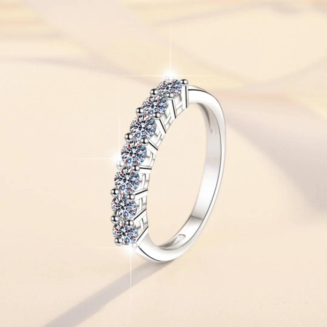 0.7CT 3mm Gemstone Moissanite Rings Classics for Women 925 Sterling Silver Wedding Diamonds Band Stackable Ring White Gold Gift