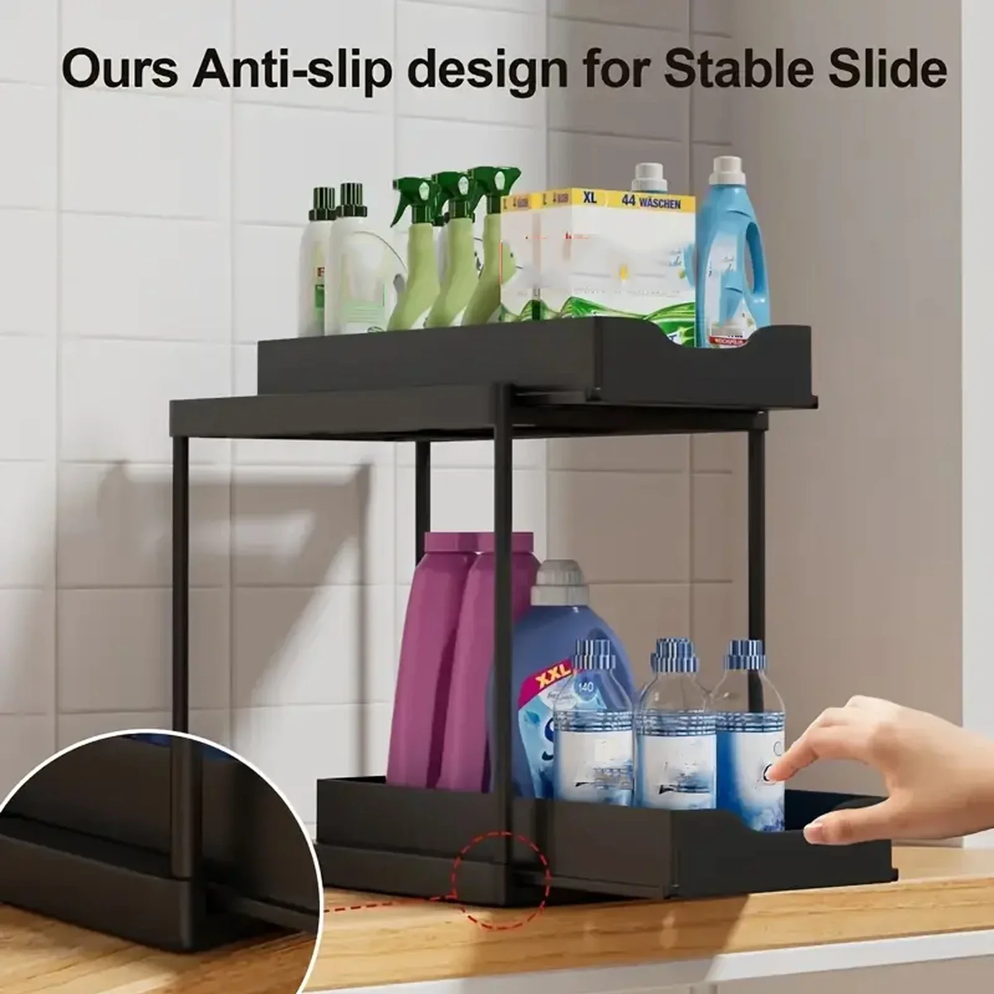New 2 Tier Under Sink Pull Out Sliding Multi Function Space Saving Organizer Rack for Kitchen Bathroom New 2 Tier Under Sink Pull Out Sliding Multi Function Space Saving Organizer Rack for Kitchen Bathroom