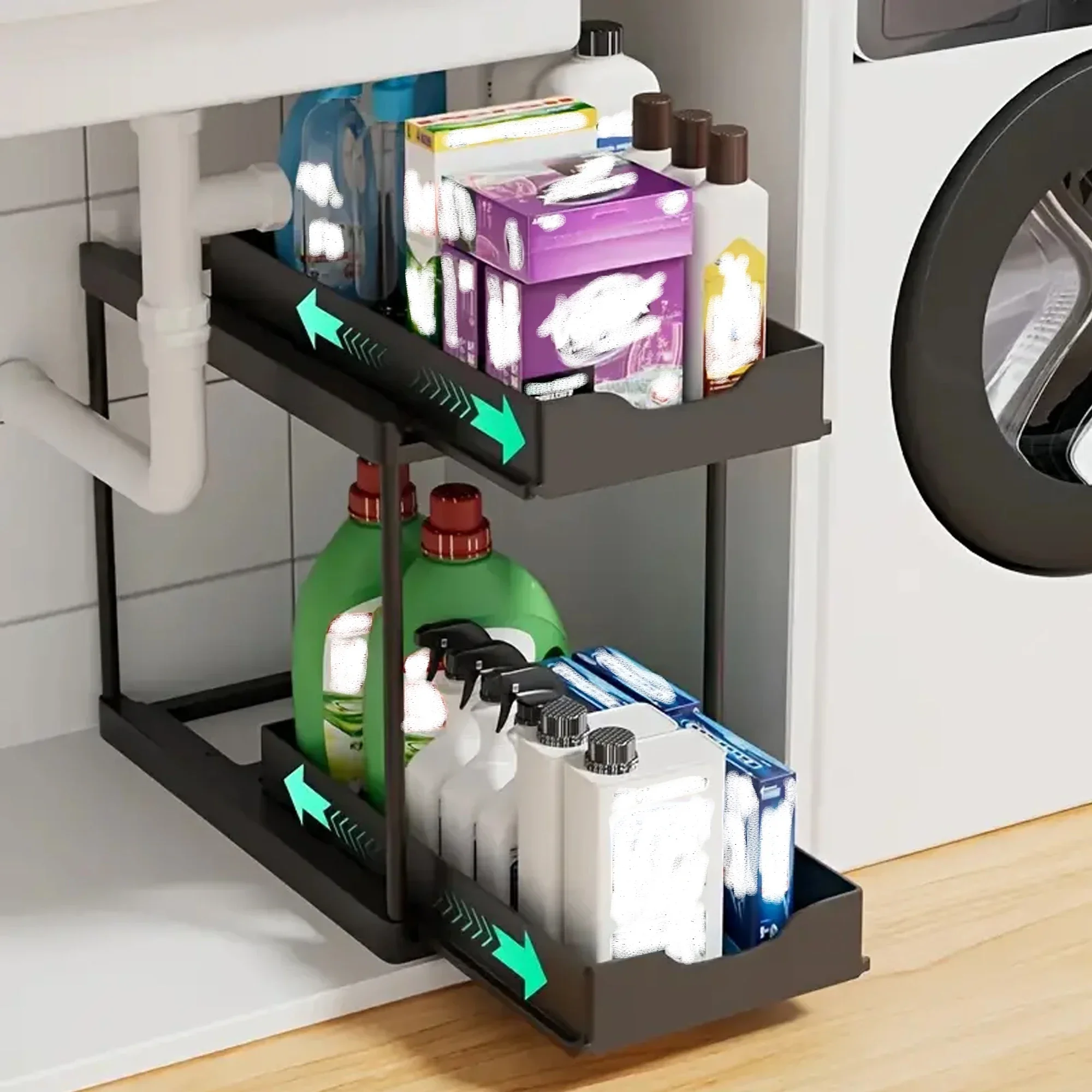 New 2 Tier Under Sink Pull Out Sliding Multi Function Space Saving Organizer Rack for Kitchen Bathroom New 2 Tier Under Sink Pull Out Sliding Multi Function Space Saving Organizer Rack for Kitchen Bathroom