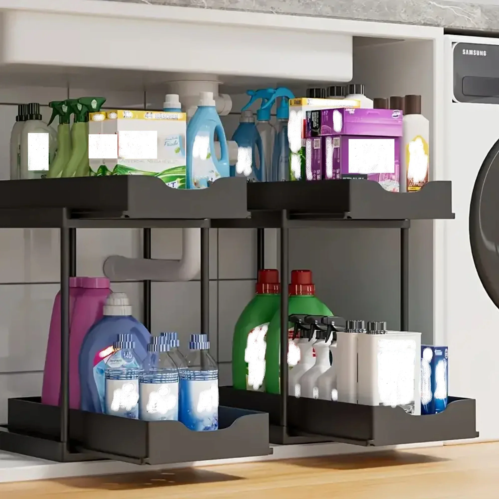 New 2 Tier Under Sink Pull Out Sliding Multi Function Space Saving Organizer Rack for Kitchen Bathroom New 2 Tier Under Sink Pull Out Sliding Multi Function Space Saving Organizer Rack for Kitchen Bathroom