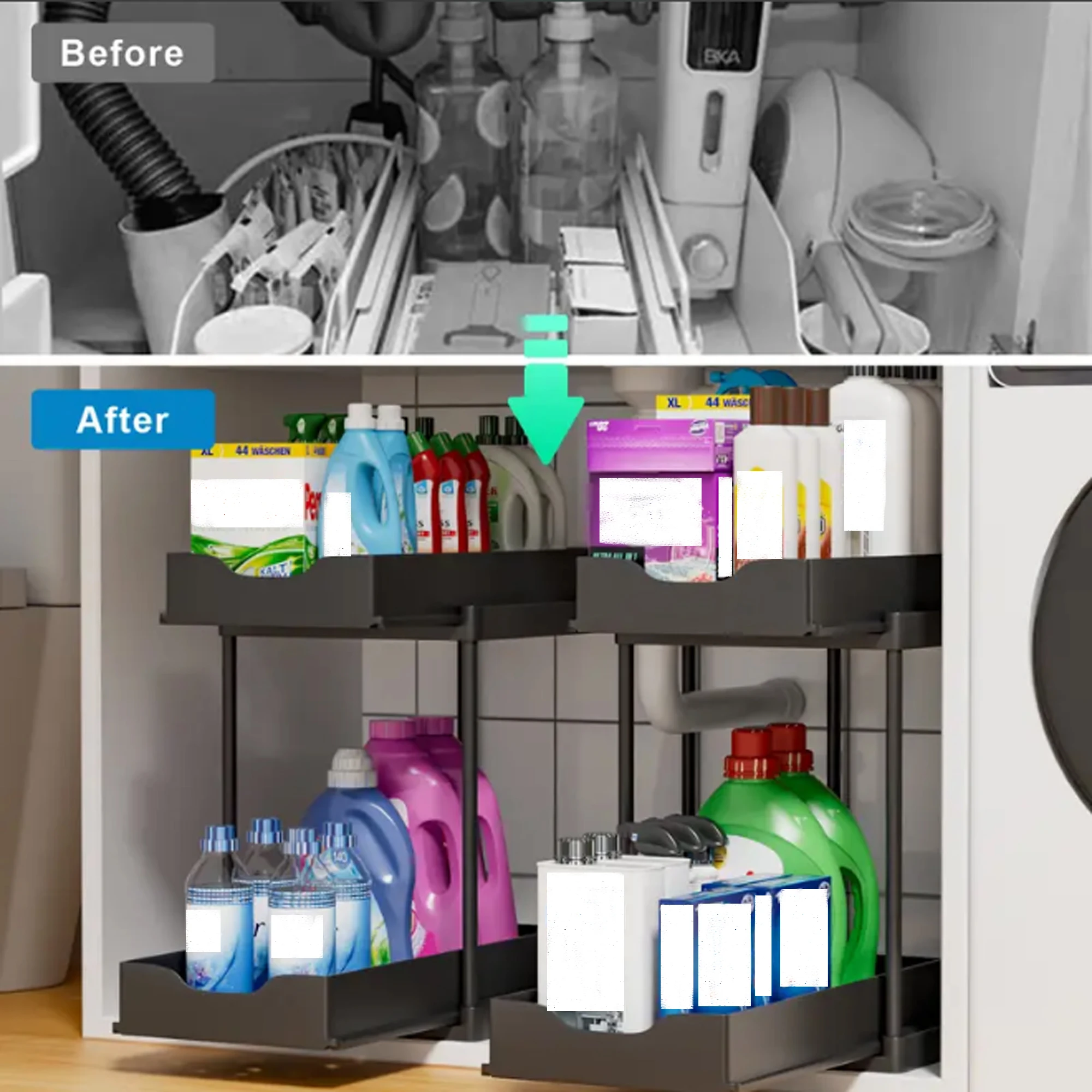 New 2 Tier Under Sink Pull Out Sliding Multi Function Space Saving Organizer Rack for Kitchen Bathroom New 2 Tier Under Sink Pull Out Sliding Multi Function Space Saving Organizer Rack for Kitchen Bathroom