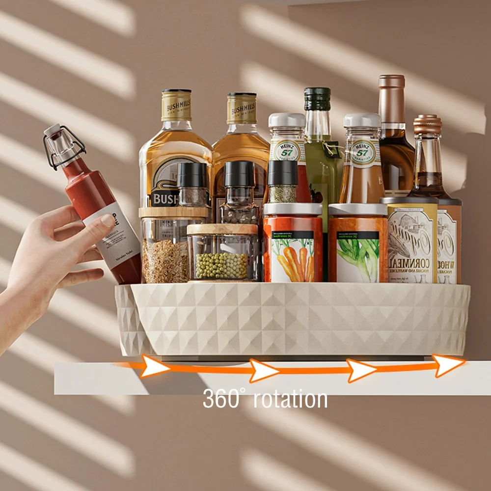 1Pc Kitchen Storage Spice Rack 360 Degree Rotating Cabinet Storage Rack Tray Cosmetic Storage Rack Non-slip Spice Round Rack 1Pc Kitchen Storage Spice Rack 360 Degree Rotating Cabinet Storage Rack Tray Cosmetic Storage Rack Non-slip Spice Round Rack