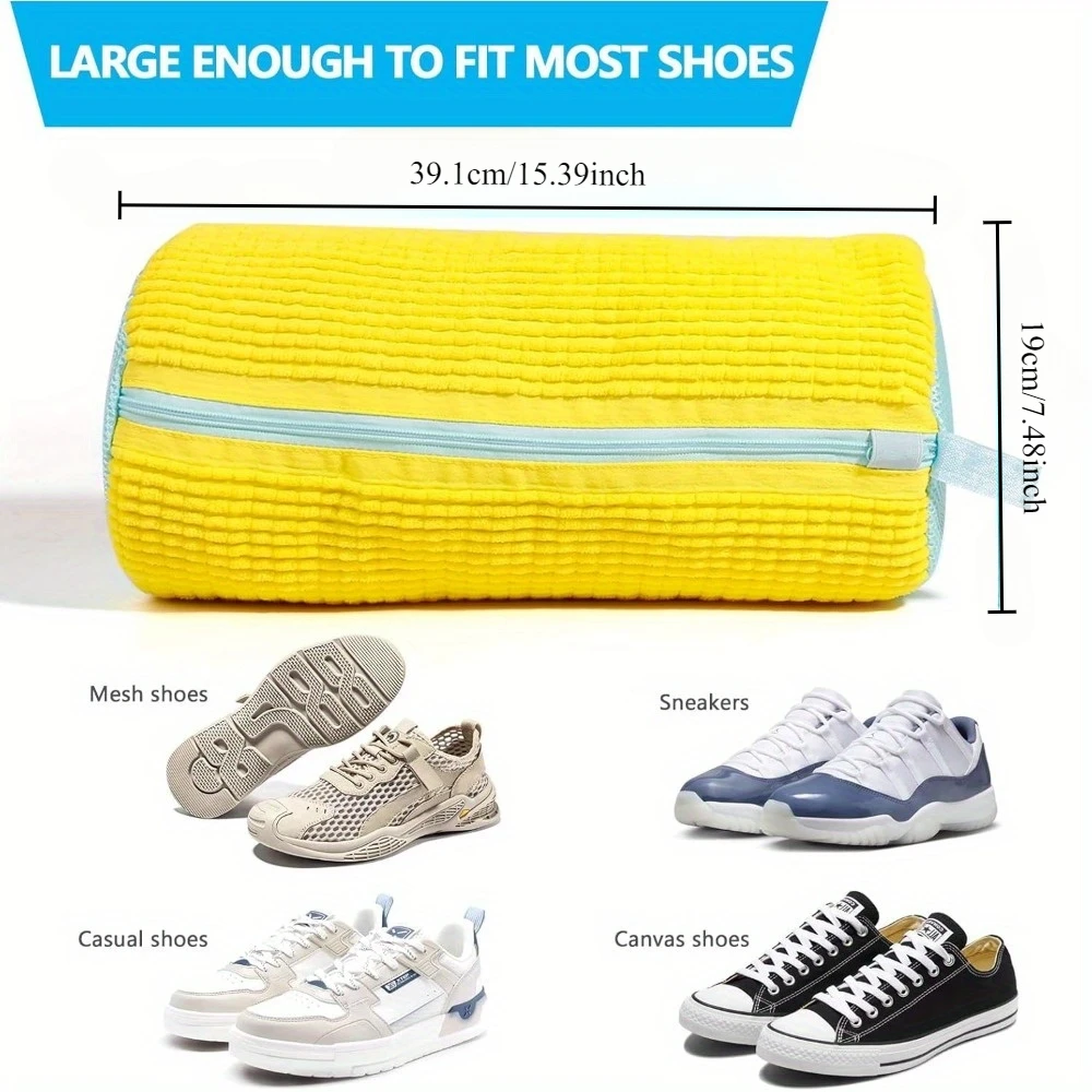 Durable Shoe Washing Machine Bag for All Shoe Types-Yellow with Blue Zipper,Ideal for Sneakers and Casual Shoes,Laundry Wash Bag Durable Shoe Washing Machine Bag for All Shoe Types-Yellow with Blue Zipper,Ideal for Sneakers and Casual Shoes,Laundry Wash Bag