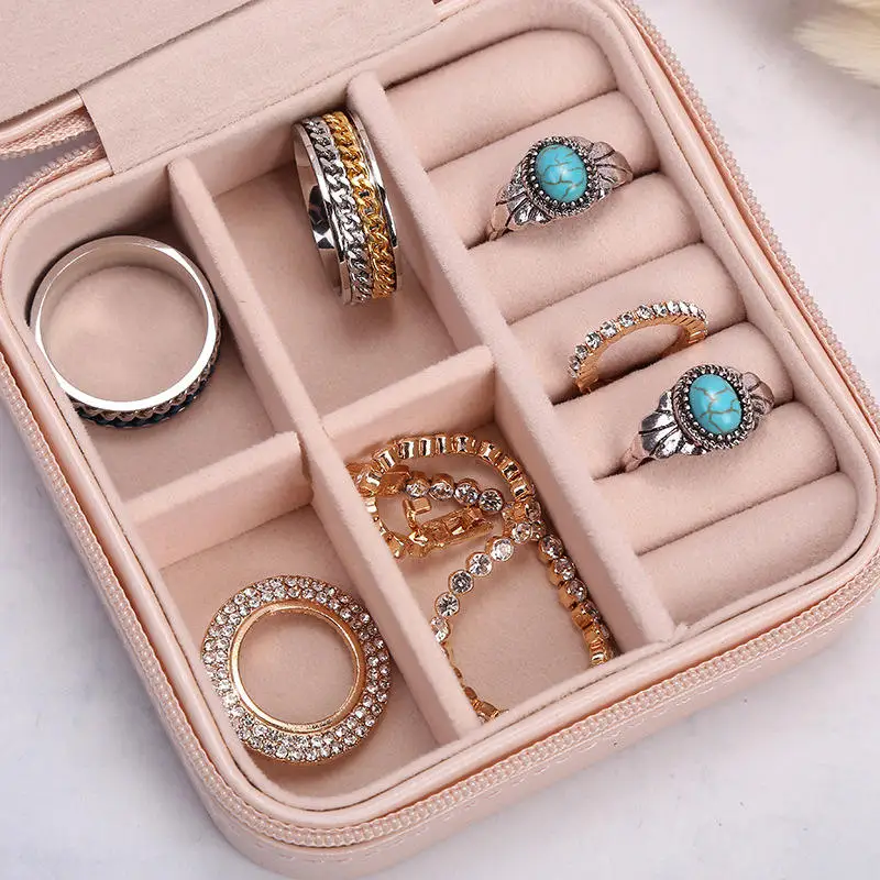 Wunionup Portable Mini Jewelry Travel Case PU Leather Organizer Box Jewelry Storage Holder for Girls Womens Earring, Necklace