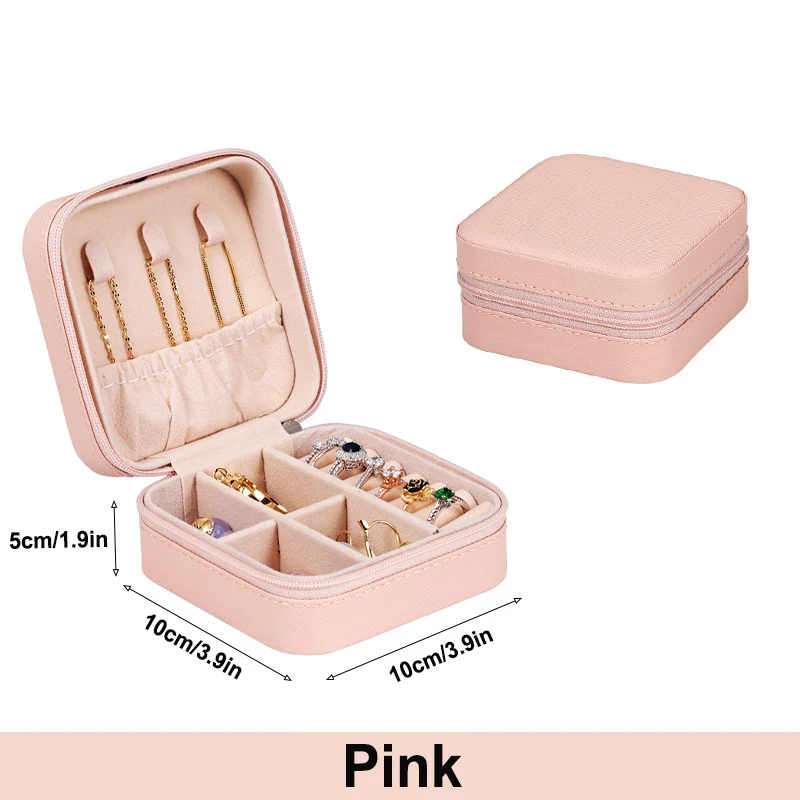 Wunionup Portable Mini Jewelry Travel Case PU Leather Organizer Box Jewelry Storage Holder for Girls Womens Earring, Necklace