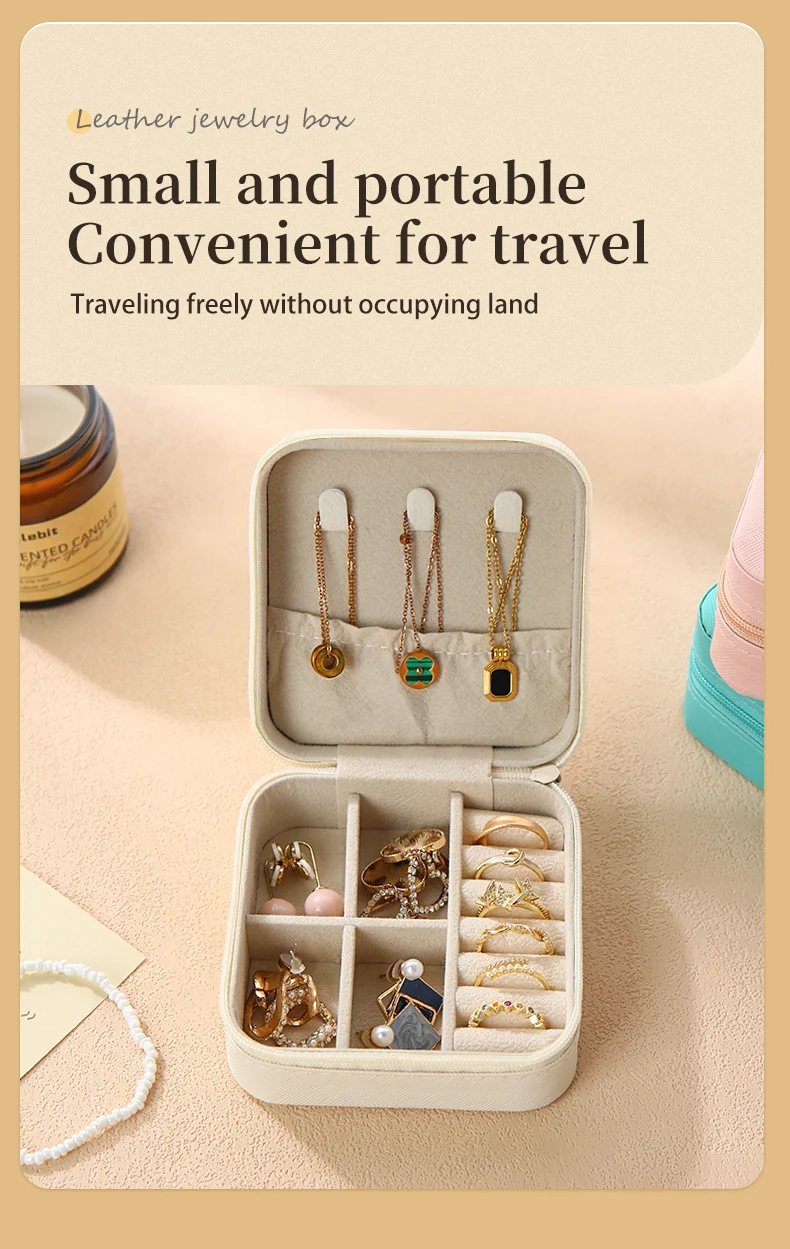 Wunionup Portable Mini Jewelry Travel Case PU Leather Organizer Box Jewelry Storage Holder for Girls Womens Earring, Necklace